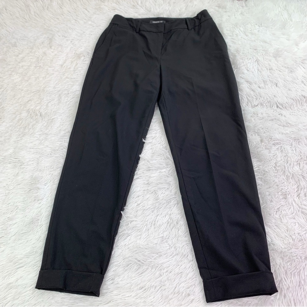 Lafayette 148 roll cuff mid rise‎ wool blend dress pants in black pockets